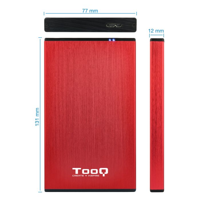 TooQ TQE-2527R External Hard Drive Case Hard Drive Enclosure (HDD)…