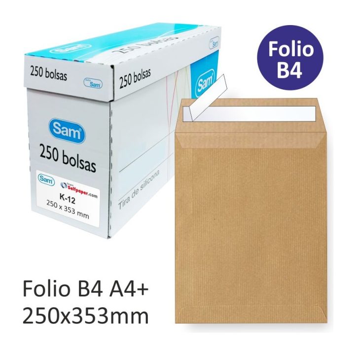 Box of 250 B4 Folio Self-Sealing Kraft Paper Bags (250x353) 90 gsm…
