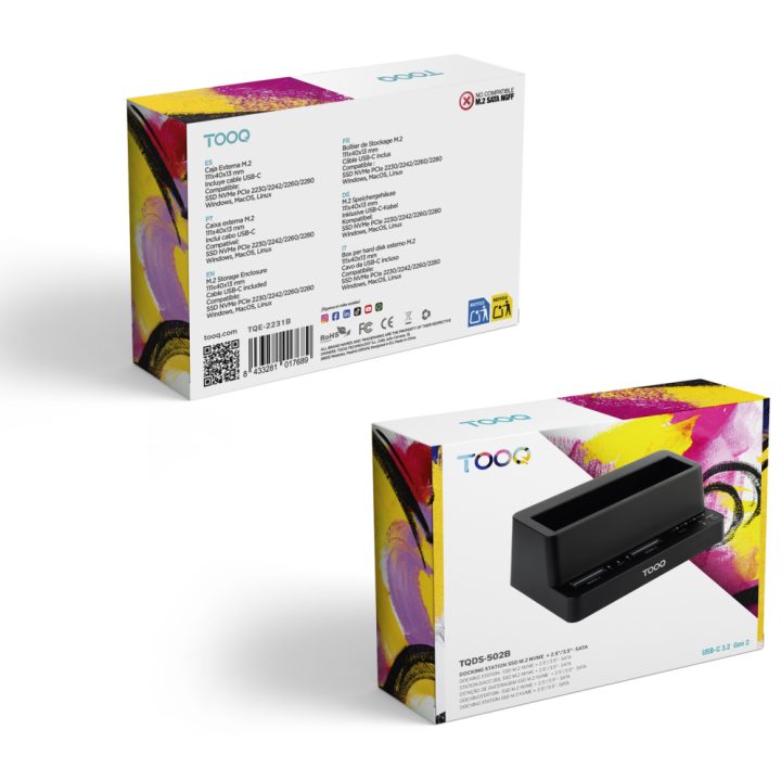 TooQ Docking Station USB-C 3.2 Gen 2 Dos Bahías para SSD M.2 NVMe +…
