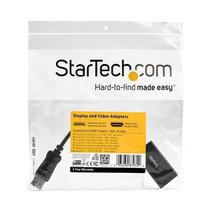 StarTech.com Adaptador DisplayPort a HDMI - 4K 60Hz - Convertidor…