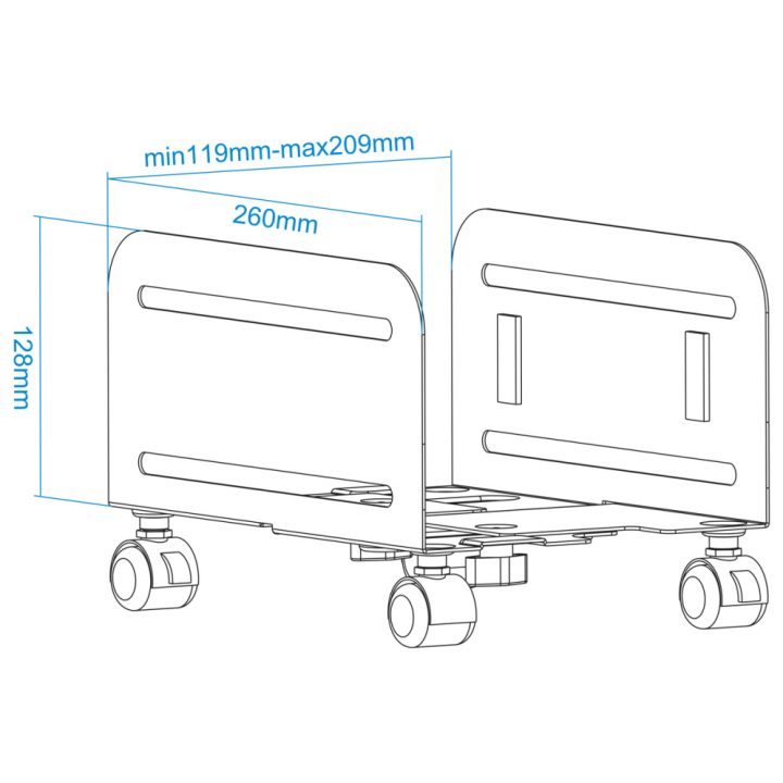 TooQ Metal Floor CPU Stand with Wheels