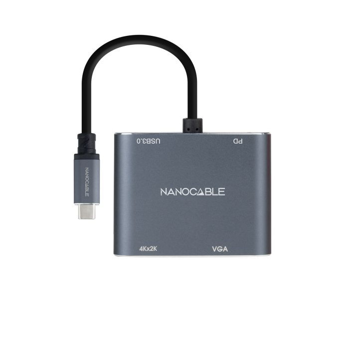 Nanocabo Conversor USB-C para HDMI/VGA/USB3.0/PD 15 cm, Cinzento