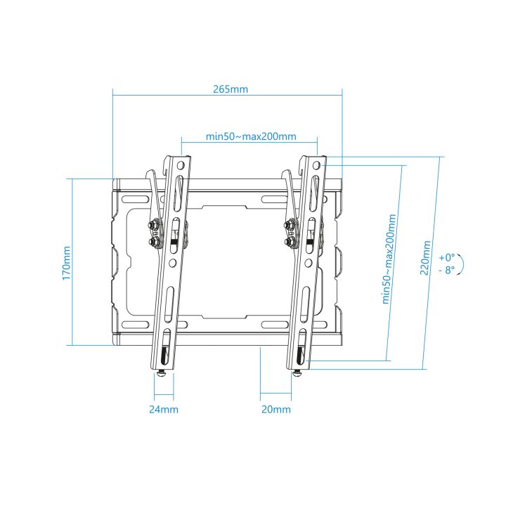 TooQ LP1044T-B suporte para TV 43" Preto