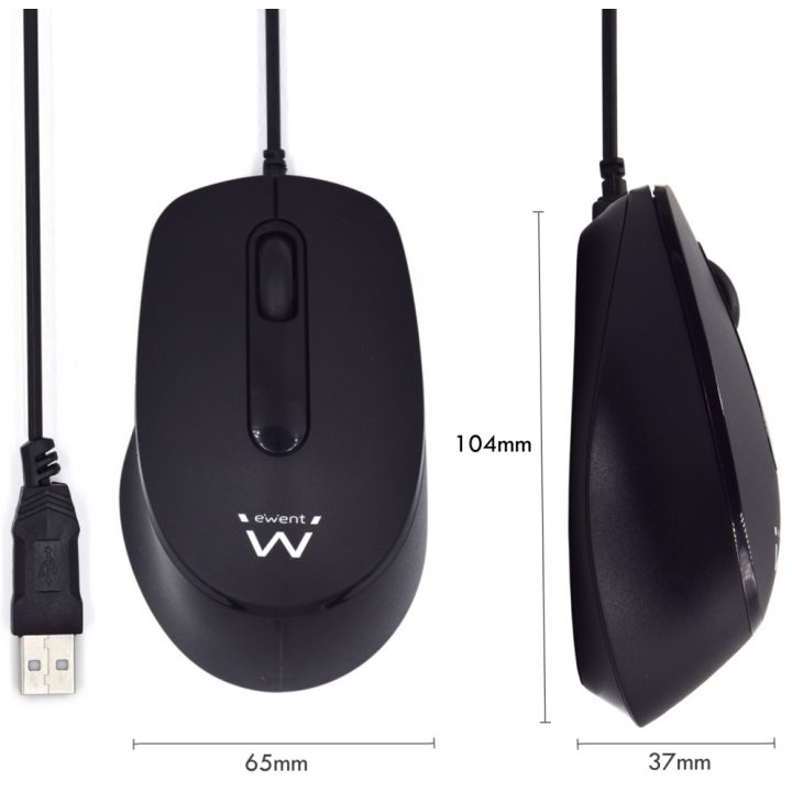 Ewent EW3159 rato de escritório ambidestro USB tipo A óptico 1000 DPI