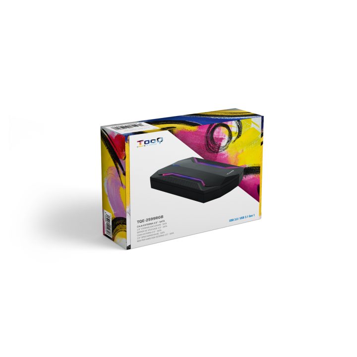 TooQ TQE-2599RGB External Hard Drive Enclosure HDD/SSD Case Black 2.5"