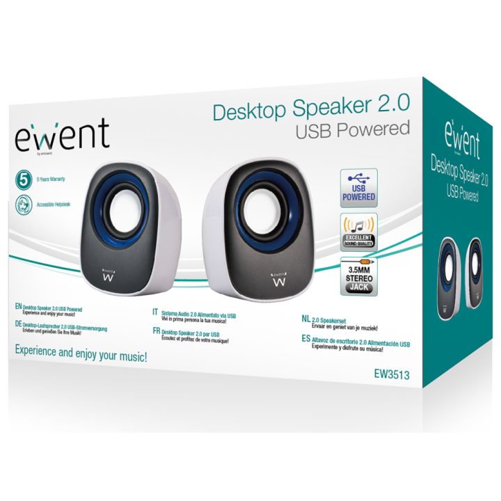 Ewent EW3513 altavoz De 1 vía Negro, Azul, Blanco Alámbrico 5 W