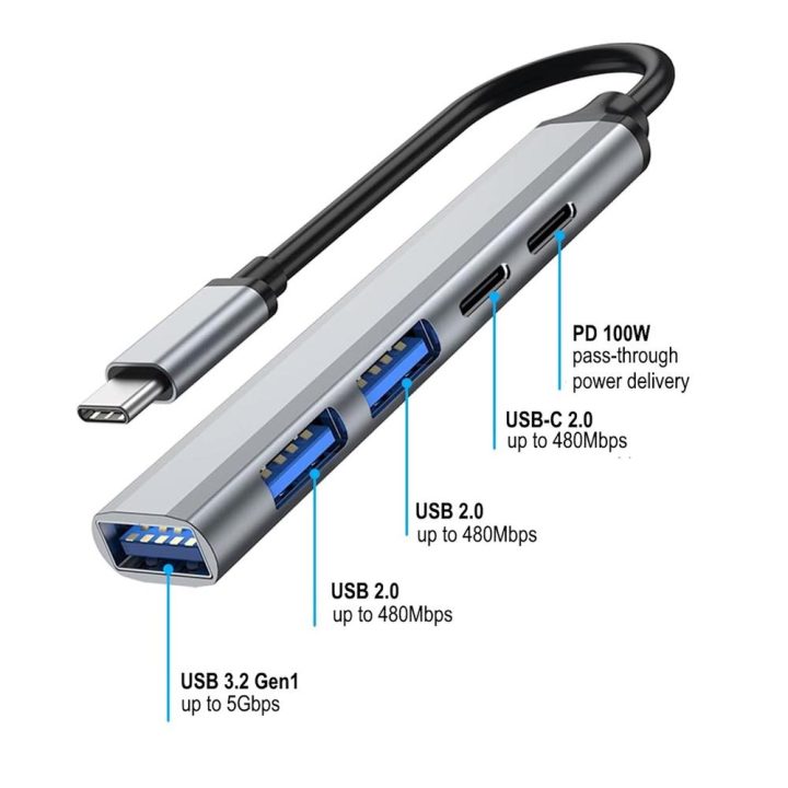 Ewent EW1149 hub de interfaz USB 3.2 Gen 1 (3.1 Gen 1) Type-C 5000…