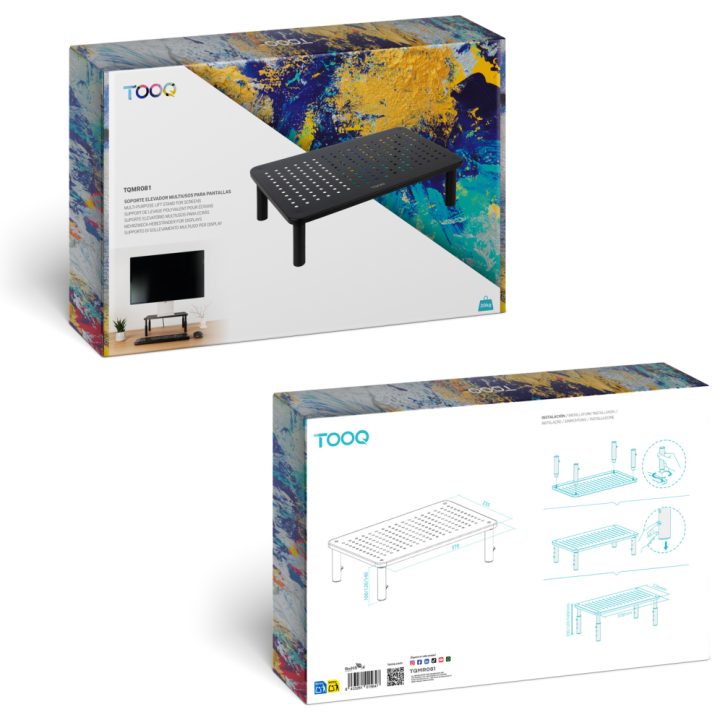 TooQ Suporte Elevador Multiusos para Monitor/Portátil, Preto