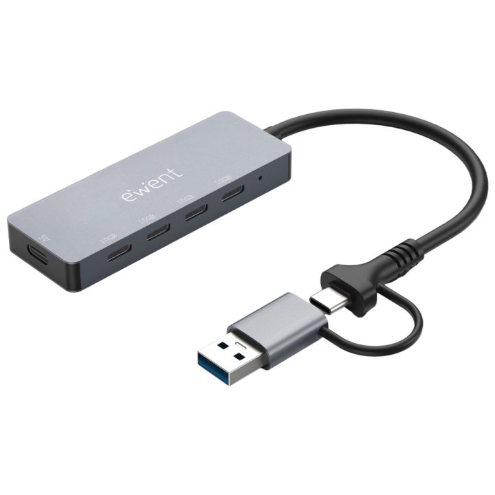 Ewent EW1151 hub de interface USB Tipo C 10000 Mbit/s Cinzento