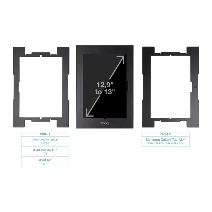 TooQ Moldura Antifurto para Tablets de 12,4” a 13”, Preto