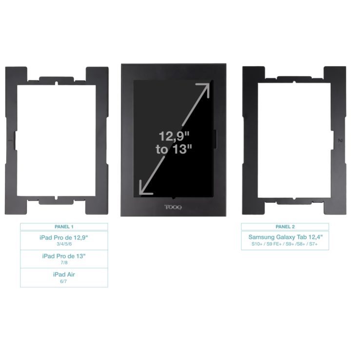 TooQ Moldura Antifurto para Tablets de 12,4” a 13”, Preto