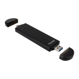 TooQ Caixa Externa USB-C/M + USB-A/M para SSD M.2 NGFF/NVMe, Preta
