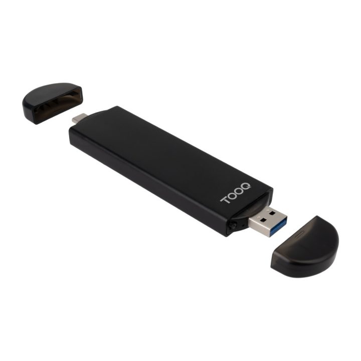 TooQ Caixa Externa USB-C/M + USB-A/M para SSD M.2 NGFF/NVMe, Preta