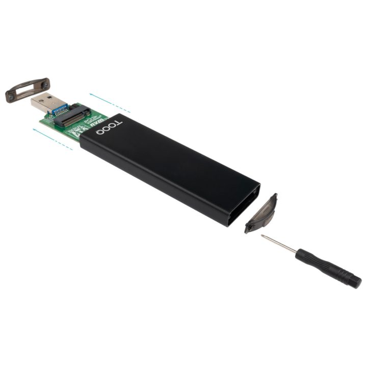 TooQ Caja Externa USB-C/M + USB-A/M para SSD M.2 NGFF/NVMe, Negra