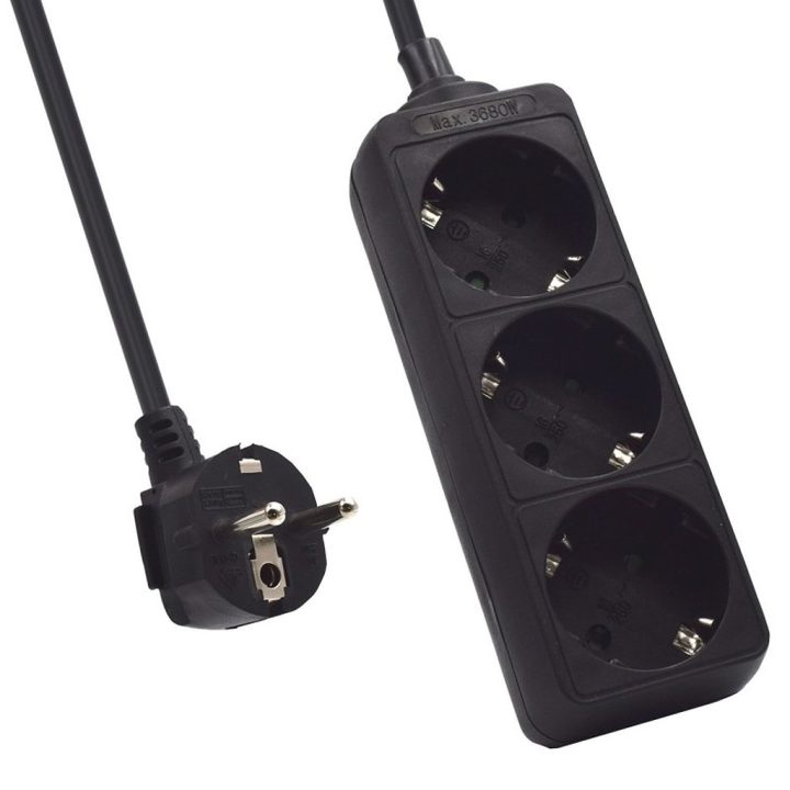 Ewent EW3959 Power Strip 1.5 m 3 AC Outlets Indoor Black