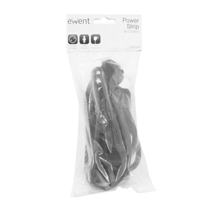 Ewent EW3959 Power Strip 1.5 m 3 AC Outlets Indoor Black