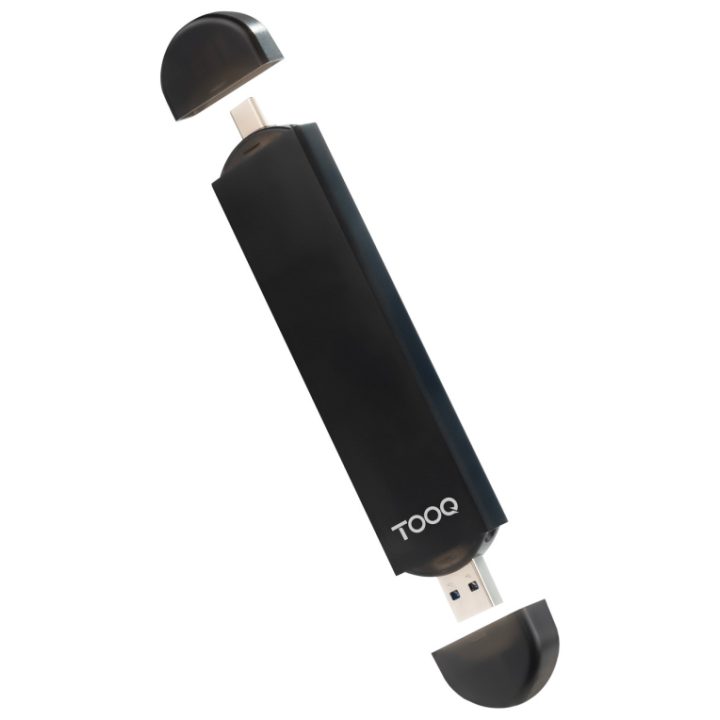 TooQ USB-C/M + USB-A/M External Enclosure for M.2 NGFF/NVMe SSD, Black