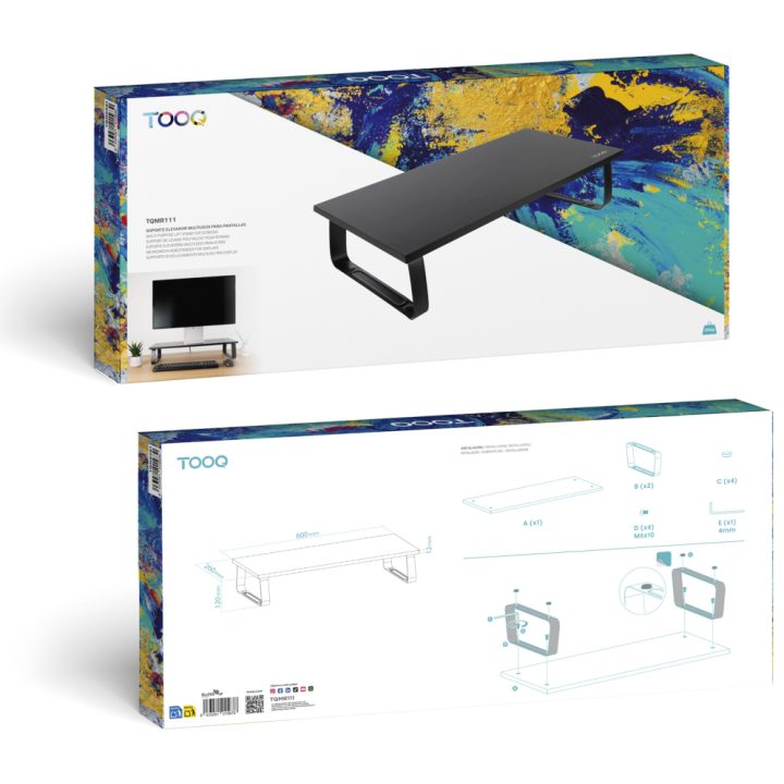 TooQ Suporte Elevatório Multiusos para Monitor/Portátil, Preto