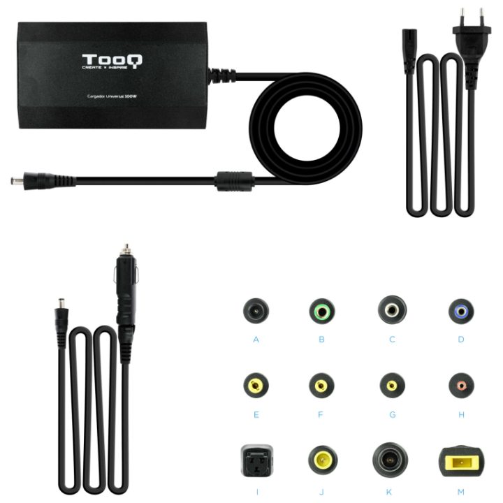 TooQ CARREGADOR UNIVERSAL PORTÁTIL TQLC-100BS01M 100W 3 EM 1 USB