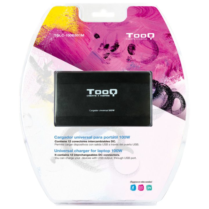 TooQ CARREGADOR UNIVERSAL PORTÁTIL TQLC-100BS01M 100W 3 EM 1 USB