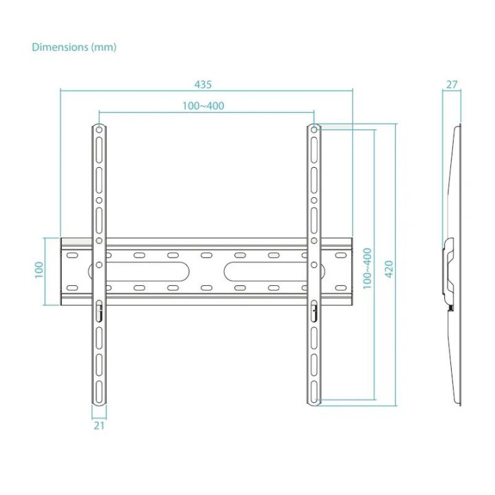 TooQ Fixed Wall Mount for 32"-70" Screens, Black