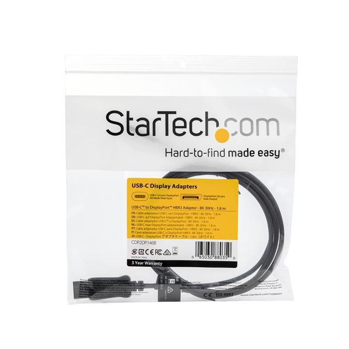 StarTech.com Cable de 1,8m USB-C a DisplayPort 1.4 - Adaptador…