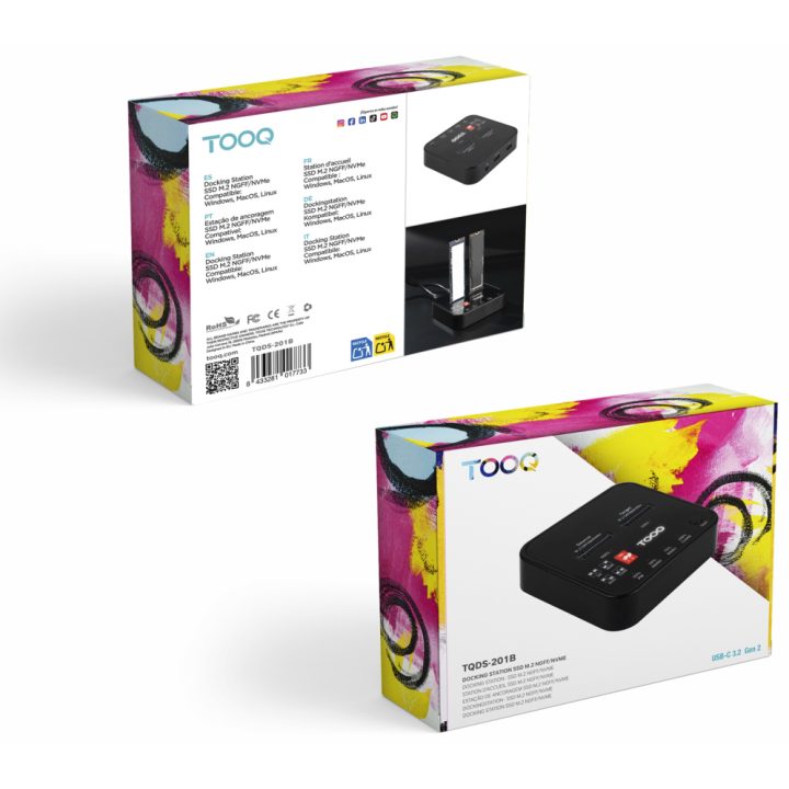 TooQ Estação de Ancoragem USB-C 3.2 Gen 2 Dual Bay para SSD M.2…