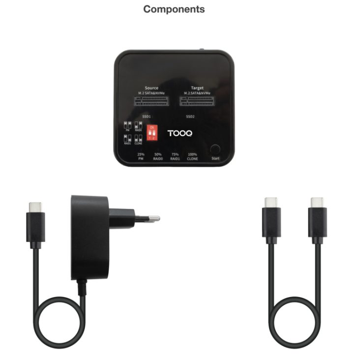 TooQ USB-C 3.2 Gen 2 Dual Bay Docking Station for M.2 NGFF/NVMe SSDs…