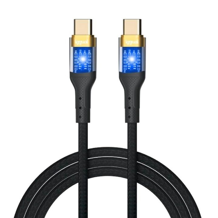 iggual USB-C to USB-C Cable 3A 1 m Braided LED