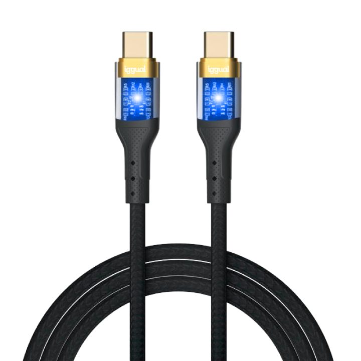iggual USB-C to USB-C Cable 3A 1 m Braided LED
