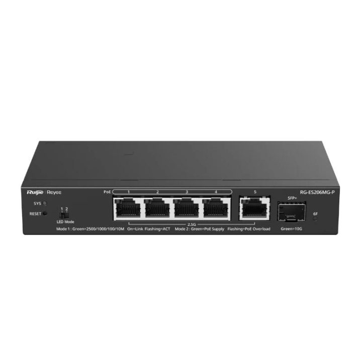Ruijie Networks Reyee ES206MG-P Switch 4xmGb PoE 1xSFP+ 70W…