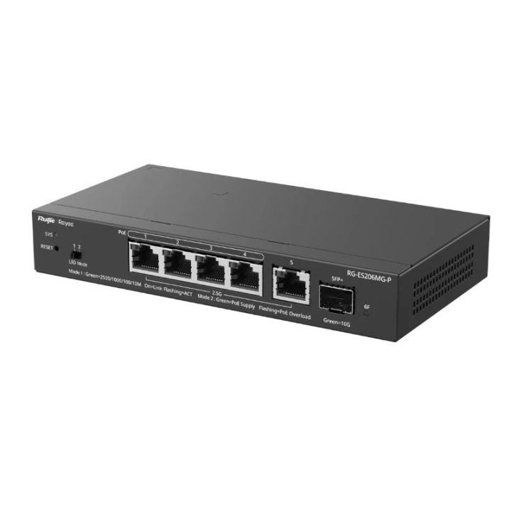 Ruijie Networks Reyee ES206MG-P Switch 4xmGb PoE 1xSFP+ 70W…