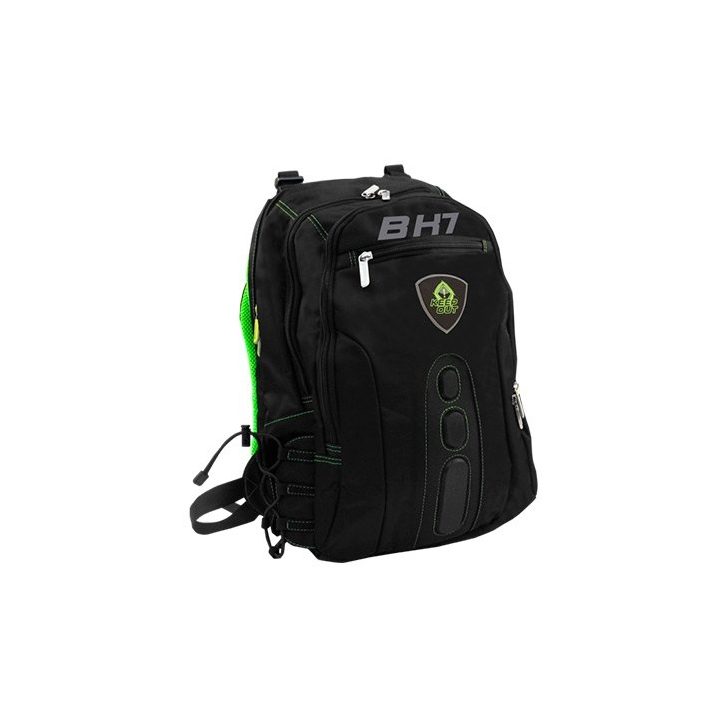 Keep Out BK7 Gaming Backpack Green Padded Straps and Backrest -…