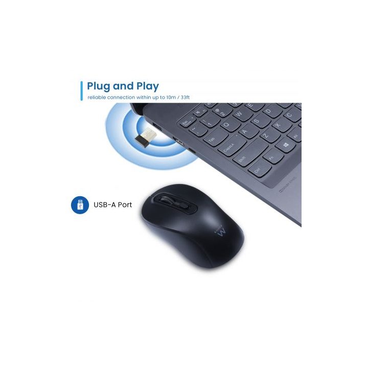 Ewent Wireless Optical Mouse 800-1200-1600dpi and Silent Clicks