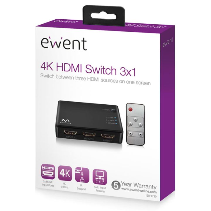 Ewent EW3730 comutador de vídeo HDMI