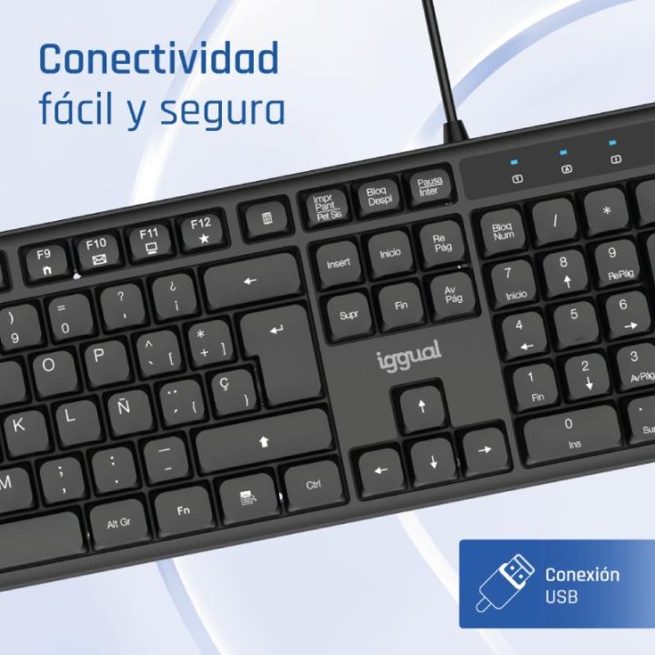iggual Standard USB Keyboard CK-SILENT-105T Black