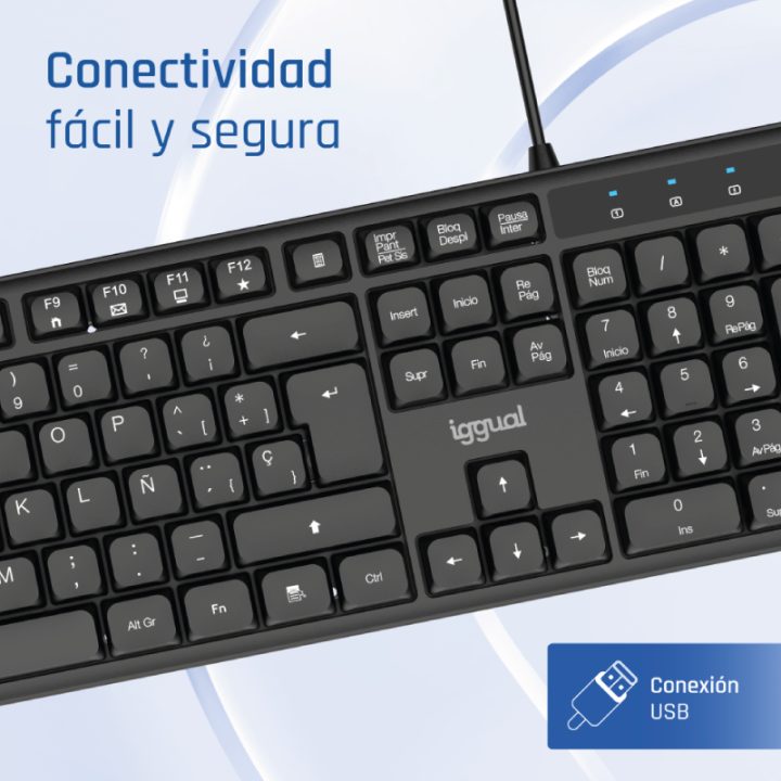 iggual Standard USB Keyboard CK-SILENT-105T Black