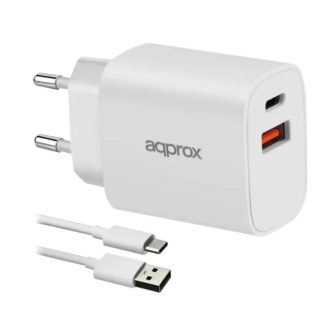 Approx! cargador 20W QC 1 x USB a+ 1 x USB-C+cable (APPUSBWALL20W)