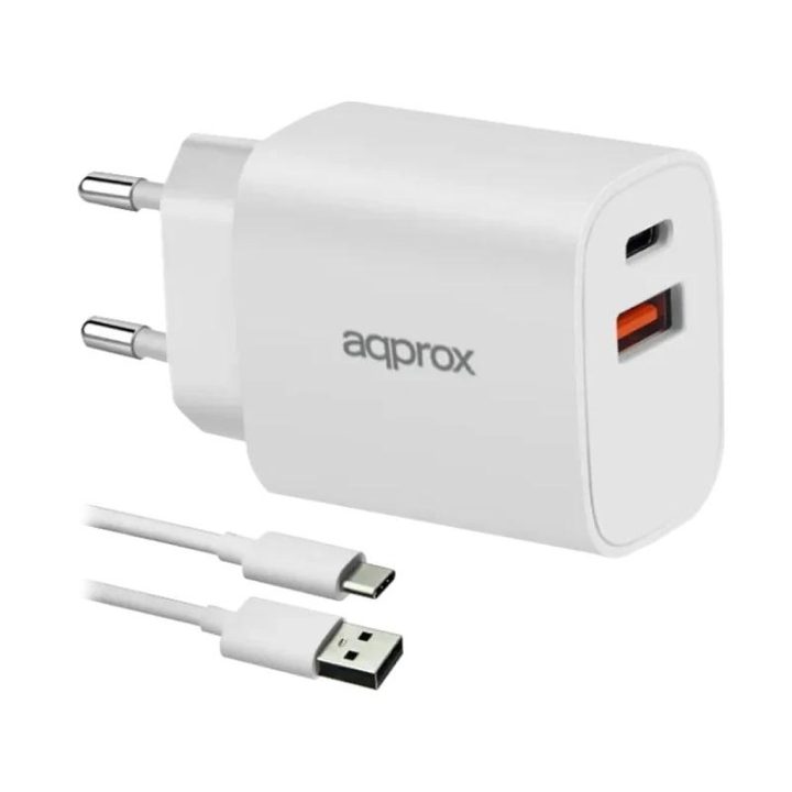Approx! cargador 20W QC 1 x USB a+ 1 x USB-C+cable (APPUSBWALL20W)