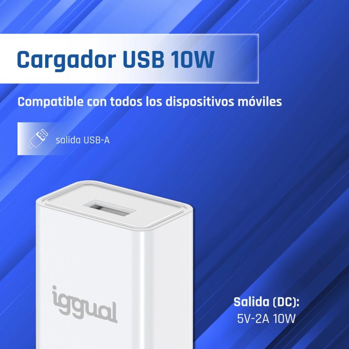 iggual Cargador de pared 1xUSB 5V/2A (10W)