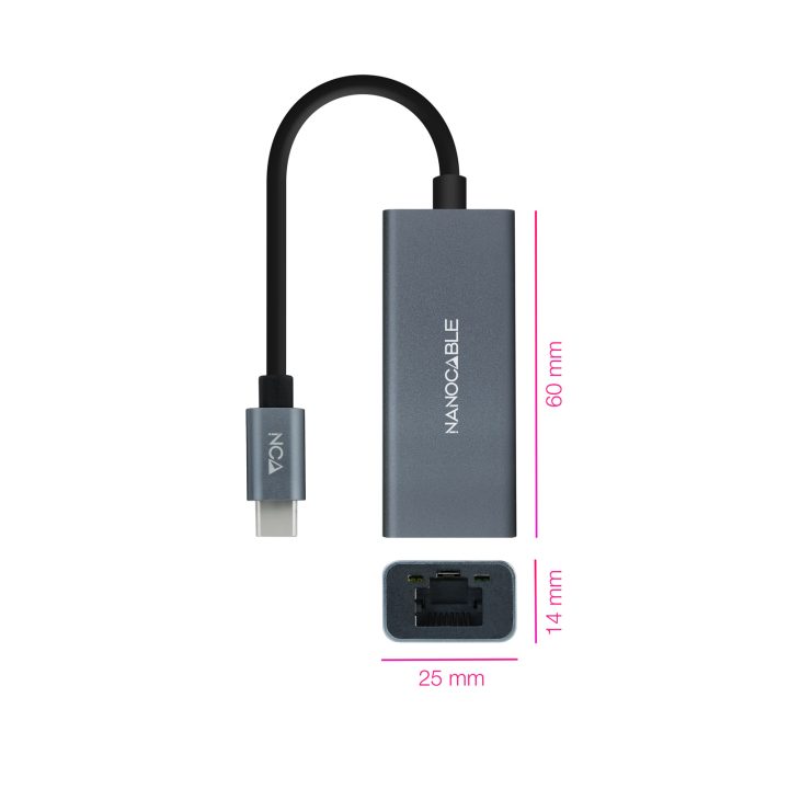 Nanocable Conversor USB-C a Ethernet Gigabit 10/100/1000 Mbps…
