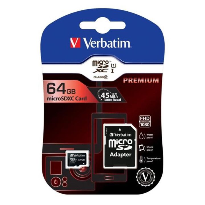 Verbatim 64GB C10 Micro SD Memory Card + Adapter (44084)