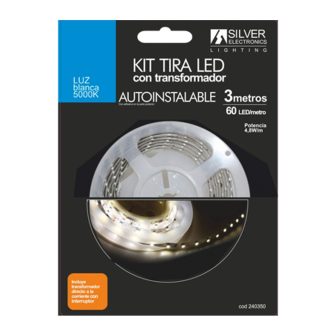 Kit tira LED Silver electronics 300 lm-m-3m-12V-4.8W-m-5000K-luz…