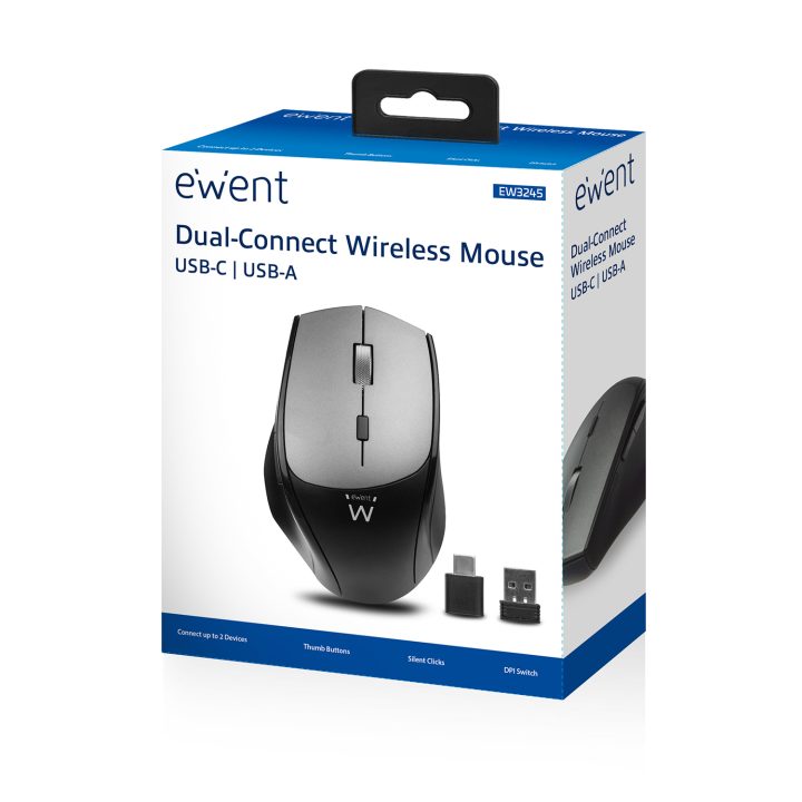 Ewent EW3245 Right-Handed RF Wireless Optical Office Mouse 2400 DPI