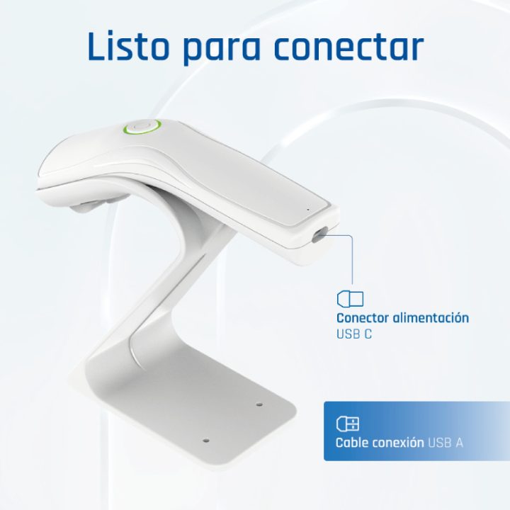 iggual 2D Barcode Scanner USB White Button