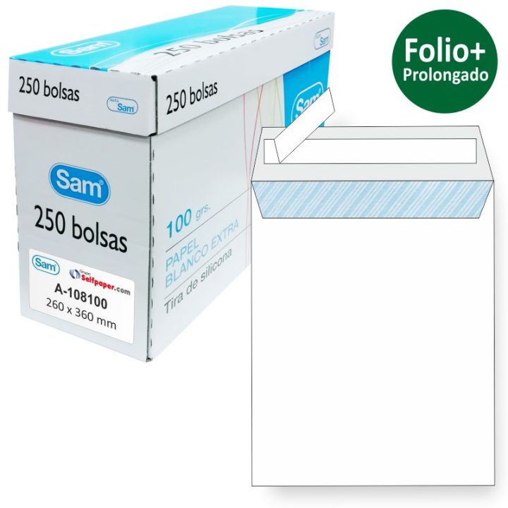 Box of 250 Extended Folio Envelopes (260x360) White Offset 100 gsm…