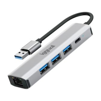 iggual USB-A Hub 5 Ports 3xUSB + RJ45 + Type-C