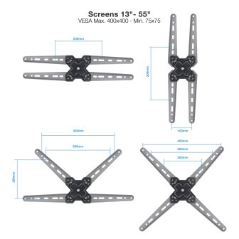 TooQ Soporte de Pared para Pantallas 13"-55", Negro