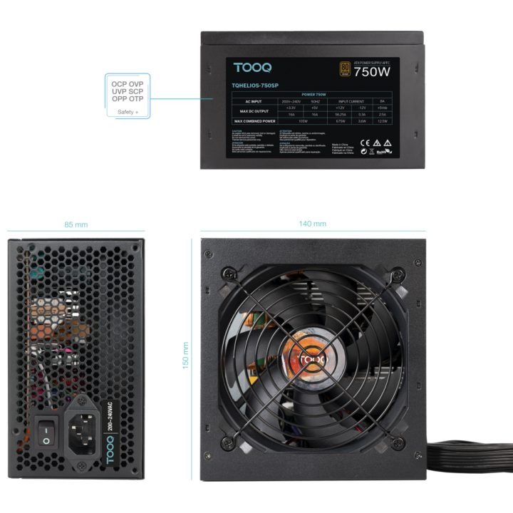 TooQ Fonte de alimentação ATX 750W APFC 80Plus Bronze