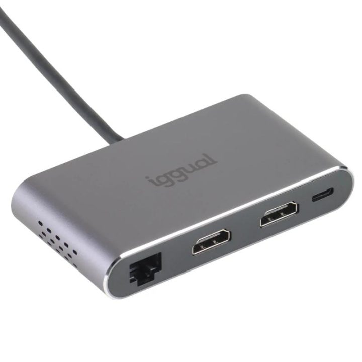 iggual Hub C 8-in-1 2xHDMI 2xUSB 2xSD RJ45 PD100W